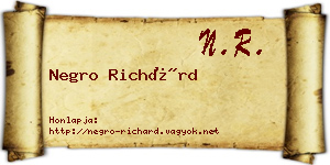 Negro Richárd névjegykártya