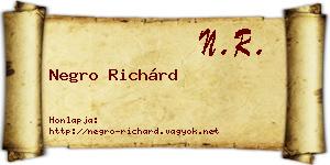 Negro Richárd névjegykártya